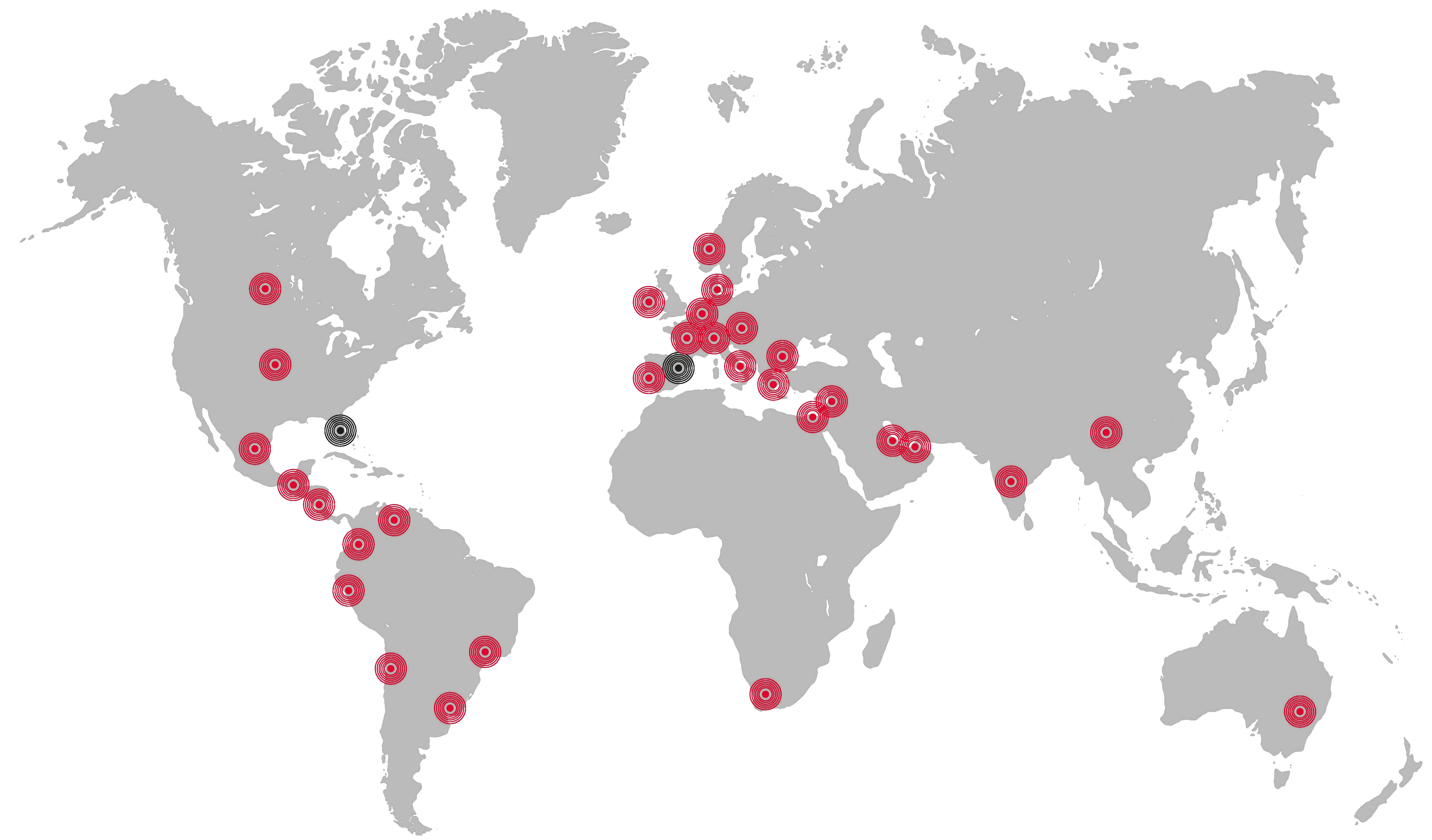 Map of countries where Agupunt operates worldwide